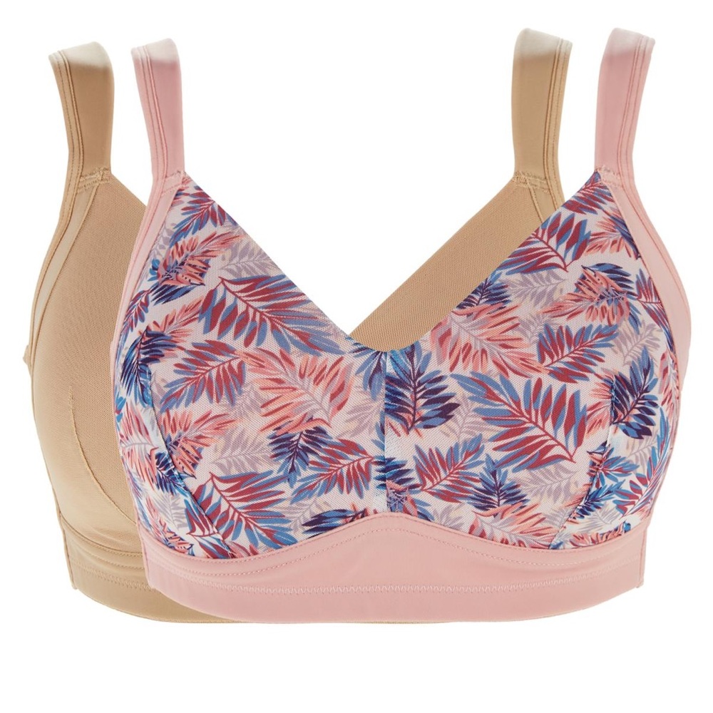 Rhonda Shear 2-pack Molded Cup Bra with Mesh Overlay